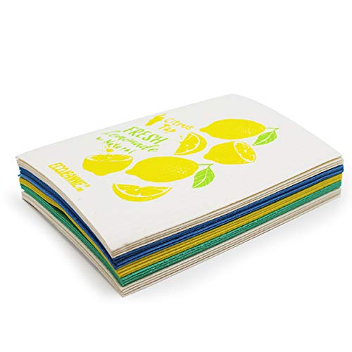 (20 Pack) EcoJeannie Eco-Friendly Reusable German Cleaning Cloth 100% Biodegradable Cellulose Sponge Cloths, Kitchen Cloths, GMO-Free- Made in Germany Packaged in P.R.C. - size: 20
