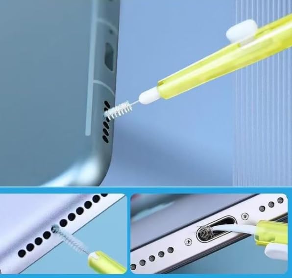 Phone Mini Cleaning Brush Kit, Anti-Clogging Nylon Cleaner for Phone Speaker and Receiver, Dual Side Multifunctional Cleaning Tool Compatible with Airpods, iPhone, Keyboard, Car Vent - 5 Pcs