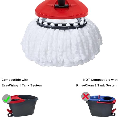 2 Pack Mop Replacement Heads for O-Ceda EasyWrin Spin Mop, Microfiber Spin Mop Refills, Easy Cleaning Mop Head Replacement - color: White, size: 2 Count (Pack of 1)
