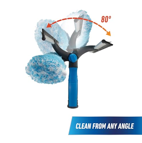 Unger Professional Connect and Clean 18” Proflex 2-in-1 Squeegee and Scrubber, High Access Window Cleaning Tool with Pivoting Head, Commercial and Residential Use, Reusable Microfiber Sleeve - style: ProFlex Window Cleaner II