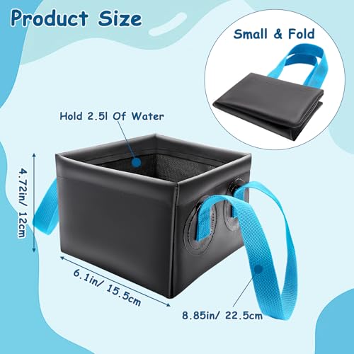 Grill Brush Water Bucket, Collapsible Dunk Tank Grill Brush Bristle Free for Barbecue Cleaner Tank for Steam Grill Brush Cleaning (Blue+Black) - color: Blue+black