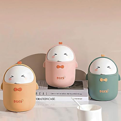 Cute Desktop Trash Can Wastebasket with 90 Trash Bags, Creative Mini Countertop Garbage Can with Lid, Small Plastic Storage Bin for Home Kitchen Dressing Office Kids Bedroom(Yellow) - color: Yellow