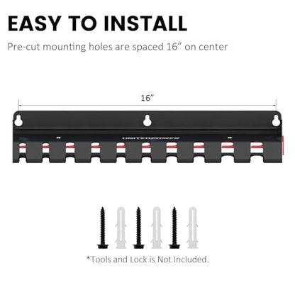 UNITEDPOWER Pry Bar Holder, Lockable Wall Mount Storage Rack Organizer for Workshop, Shed, Garage, Home, Stores up to 10 13 Tools or Extensions - style: Pry Bar Holder