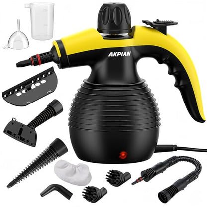 Handheld Steam Cleaner, 1050W Multipurpose Portable Steamer Cleaning with 10 Accessories, Chemical-Free High Pressure For Tile, Grout, Floor, Kitchen, Bathroom, Windows