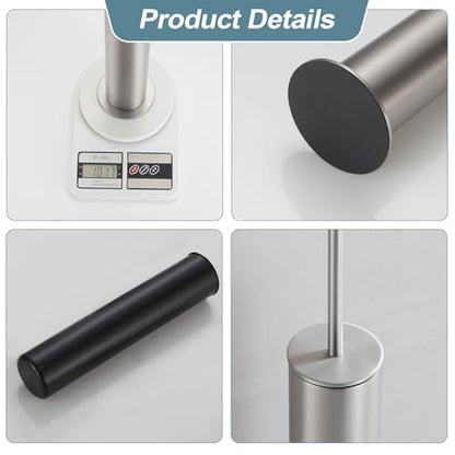 BGL Toilet Brush and Holder Set, Heavy Duty 304 Stainless Steel, Round Base and Long Handle for Bathroom Deep Cleaning, Drip-Proof, Space Saving for Storag, Stainless Steel - color: Stainless Steel