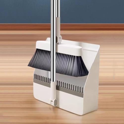VINGAA Broom and Dustpan Set,Standing Broom and Dustpan Set,Broom and Dust Pan Set with Long Handle,180° Rotating Indoor Broom and Dustpan Set,with Comb Teeth,for Office Lobby,Living Room,Garden