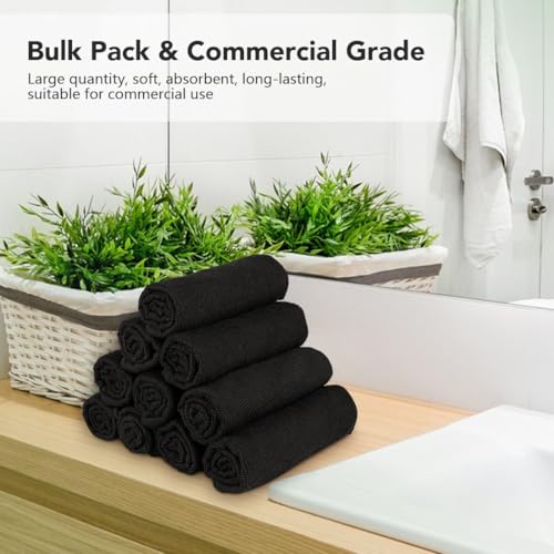 Orighty Washcloths Bulk, 200 Pack Highly Absorbent & Soft Feel Microfiber Face Towels, Multi-Purpose Wash Cloths & Hand Towels for Bathroom, Hotel, Spa, and Gym, 12x12 Inch, Black - color: Black
