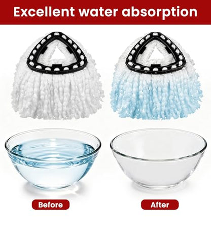 8 Pack Spin Mop Head Replacement for O-Ceda Easy Wring 1-Tank System, Microfiber Mop Refills, 360° Swivel, Deep Cleaning, Machine Washable & Easy to Replace (White) - size: 8 pack