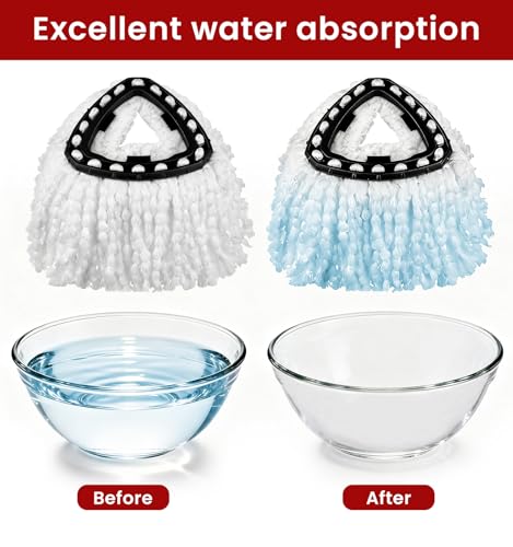 12 Pack Spin Mop Head Replacement for O-Ceda Easy Wring 1-Tank System, Microfiber Mop Refills, 360° Swivel, Deep Cleaning, Machine Washable & Easy to Replace (White) - size: 12 pack