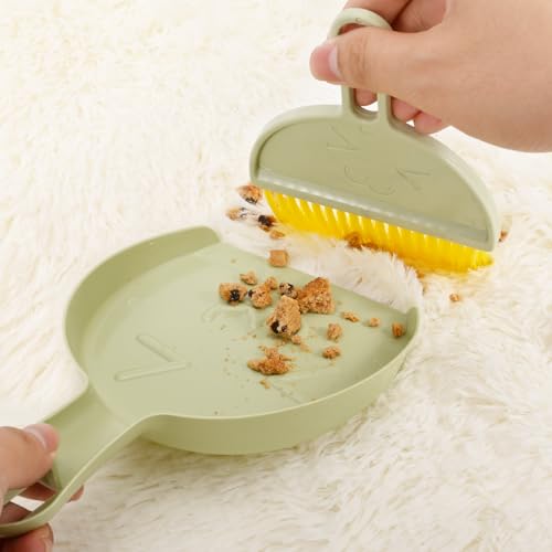 Small Broom and Dustpan Set,mini Compact Portable, for Home, Sofas, Kitchen countertops, Storage Shelves, Office desks, bathrooms, and pet Areas (Green) - color: Green