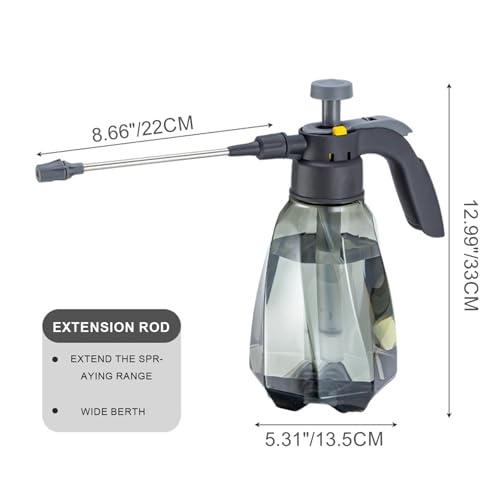 Plant Spray Bottle: 1.5 L Plastic Pressurized Spray Bottle with 360° Adjustable Nozzle Comfortable Handle for Plants and Cleaning Solutions