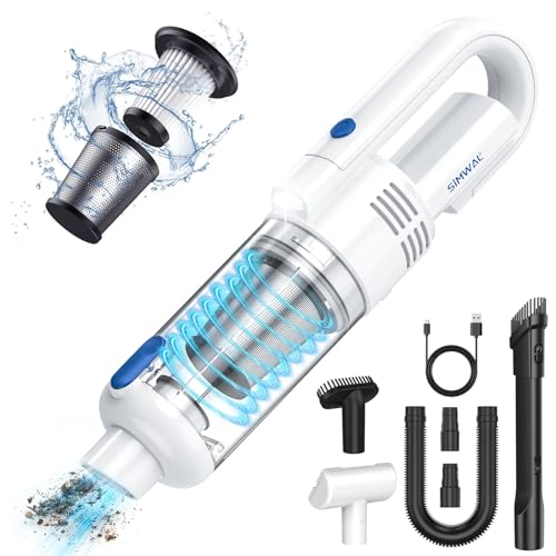 Handheld Car Vacuum Cleaner Cordless: 9500PA Powerful Suction Portable Lightweight Hand Held Vacuum - Large Capacity Battery Last Long Wireless Mini Vacuum With LED Light For Home Office Cleaning - color: White Blue