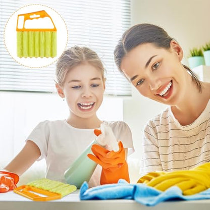 Geiserailie 2 Pcs Window Venetian Blind Cleaner Duster Tool Washable 7 Fingers Dusting Cleaner and Air Vent Shutter Brush Blinds Air Conditioner Fan Duster Dirt Housekeeping Tool (Yellow Orange) - color: Yellow Orange