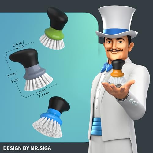 MR.SIGA Dish Scrub Brush, Palm Brush Dish Scrubber with Ergonomic Grip, Kitchen Brushes for Dishes, Orange, Pack of 2 - color: Orange
