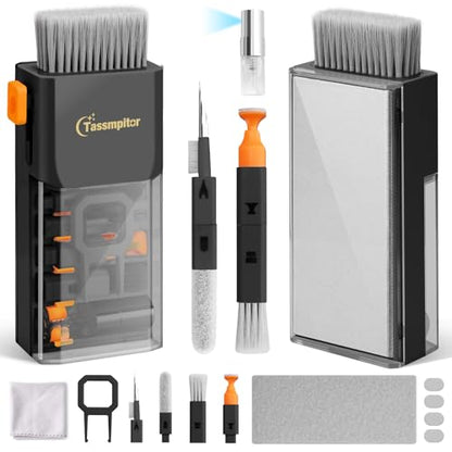 Keyboard Cleaning Kit Keyboard Cleaner, All in One Computer Screen and Laptop Cleaner, Compact Portable Electronic Laptop Cleaning Kit with Soft Brush and Spray for MacBook iPad iPhone Earbud, Black - color: Black