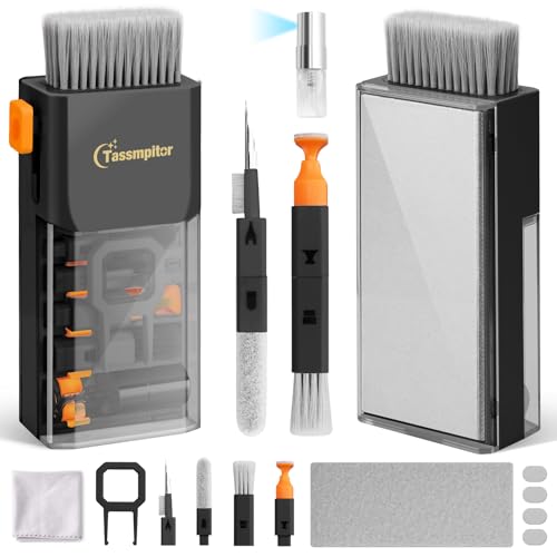 Keyboard Cleaning Kit Keyboard Cleaner, All in One Computer Screen and Laptop Cleaner, Compact Portable Electronic Laptop Cleaning Kit with Soft Brush and Spray for MacBook iPad iPhone Earbud, Black - color: Black