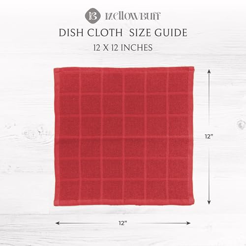 100% Cotton Dish Cloths for Dish Washing, Terry Dish Cloth, Cotton Dish Rags, 6 Pack, Super Soft and Absorbent, 12"x12" inches, Reusable Cleaning Cloth, RED Dish Cloth - color: Red - 6 Pack