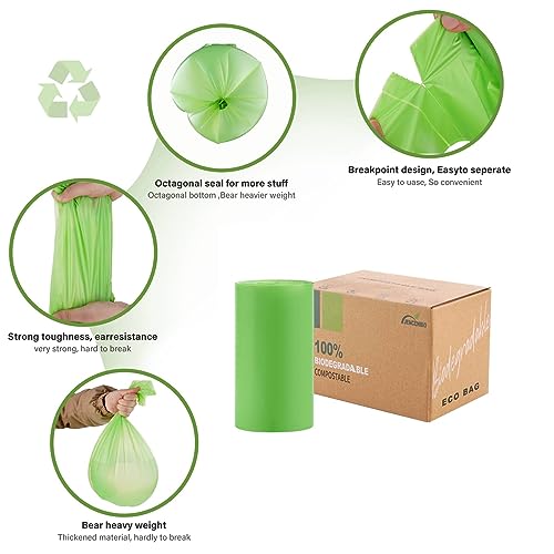 Compost Bags 13 Gallon, 50Liter Extra Thick 1.1 Mils Compostable Food scrap waste bags with US BPI ASTM D6400 and Europe OK Compost Home Certified - style: 13 Gallon