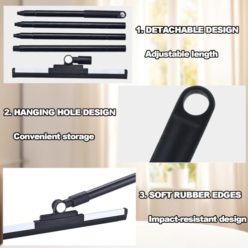 Floor Squeegee - 52 Inch Adjustable Long Handle 14.2 Inch Rubber Blade 180° Rotatable Head Heavy Duty Squeegee Broom for Floor Window Bathroom Tile Garage Concrete Shower Patio (White) - color: White