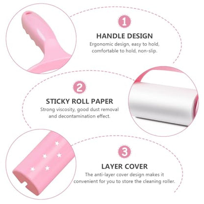 Wakauto Household Lint Roller 9pcs Set with Handle and Dust Cover, Portable Sticky Hair Remover Rollers for Clothes and Pet Hair, Reusable Lint Removal Tool for Home Laundry and Fabric