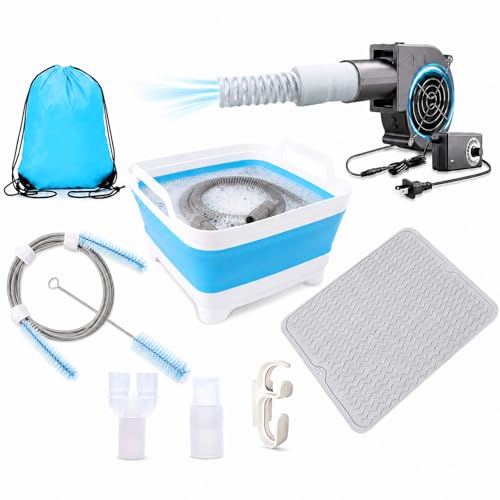 Complete CPAP Cleaning Kit and Drying Kit with CPAP Hose Dryer, 78.7 in Hose Brush for 22 mm & 15 mm Tubing, Collapsible Wash Basin, Thick Silicone Drying Mat, Straight & Y Adapter, No Heat - color: Ultra