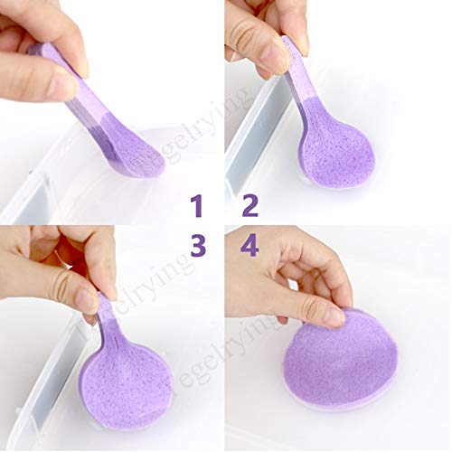 Facial Sponge Compressed,60 Pcs PVA Professional Makeup Removal Wash Round Face Sponges Spa Pads Exfoliating Cleansing for Women,Purple - color: Purple