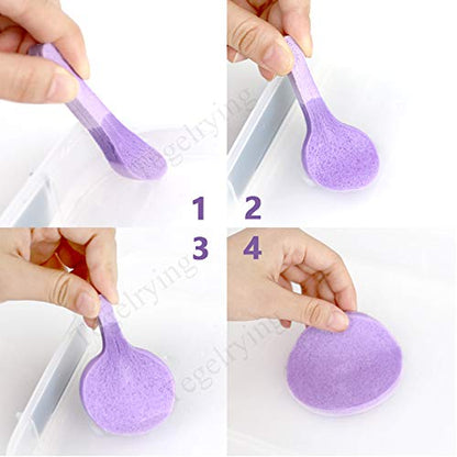 Facial Sponge Compressed,60 Pcs PVA Professional Makeup Removal Wash Round Face Sponges Spa Pads Exfoliating Cleansing for Women,Purple - color: Purple
