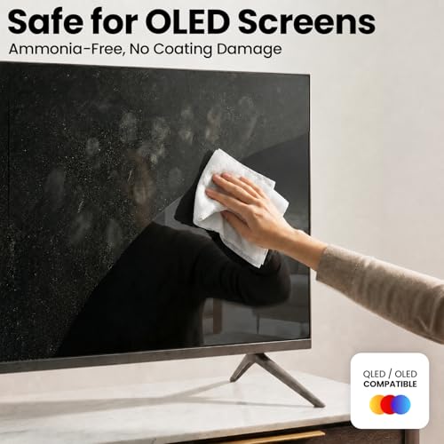 EVEO Electronic Wipes Screen Cleaner - Screen Wipes TV Screen Cleaner Wipes, Computer Screen Wipes, Laptop Screen Cleaner, ipad & Monitor Cleaner, Screen Cleaning Wipes - [90 Wipes + Microfiber Cloth]