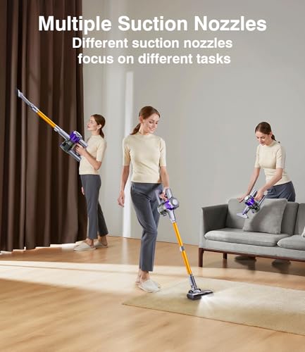 MBYULO Cordless Vacuum Cleaner, 450W 50Kpa Powerful Stick Vacuum, Up to 70Mins Rechargeable Battery, Vacuum Cleaners for Home Anti-Tangled Lightweight Handheld for Hardwood Floor, Carpets, Pet Hair - size: 450