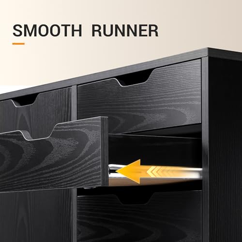DEVAISE Mobile File Cabinet, 5-Drawer Wood Storage Chest with Door, Printer Stand for Home Office, Black - color: Ebony
