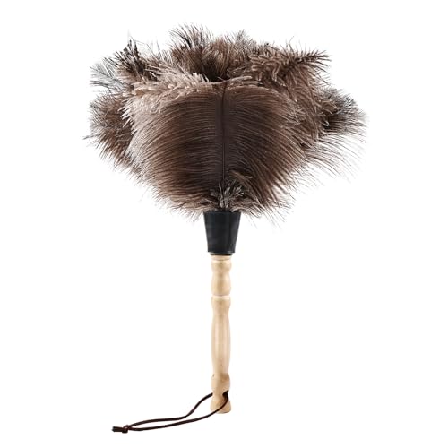 Ostrich Feather Duster 14" Natural Handheld Reusable Feathers Dusters with Wooden Handle for Cleaning Supplies Home Car Office - color: Natural-14in-stylec-1pcs