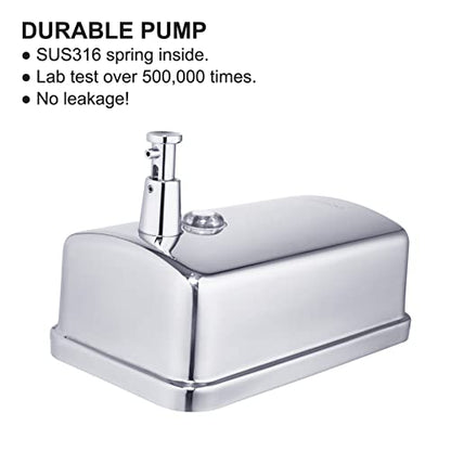 Commercial Soap Dispenser Wall Mount Stainless Steel Manual Liquid Pump Rust-Proof Leak Free for Bathroom (37 fl.oz./1100ml) - size: 37 fl oz