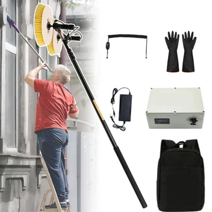 Solar Cleaning Brush,Telescopic Pole with Water Connection,with 5pcs Gloves,Low Water Consumption,for Cleaning Large Windows/High Walls/Signs/Roofs/Outdoor LED Screens 5.5m - color: 5.5m