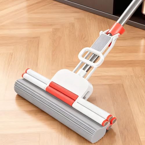 PVA Sponge Mop with 1 Extra 15-inch Sponge Head, Stainless Steel Rod Floor Mop, Highly Absorbent for Hard FloorsBathrooms, Kitchens, Garages, and Pet Areas - size: 15 inch