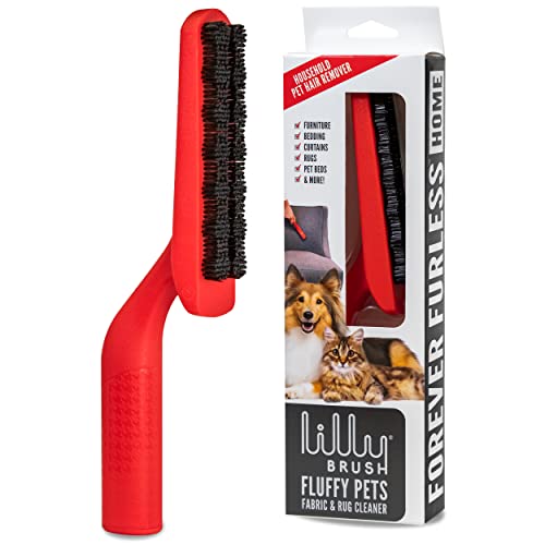 Lilly Brush Fluffy Pet Hair Clean-Up Gentle Bristled Brush for Fur, Lint, Furniture, Fabric & Rug Cleaner For Homes with FLUFFY DOUBLE-COATED LONG-HAIRED PETS ONLY