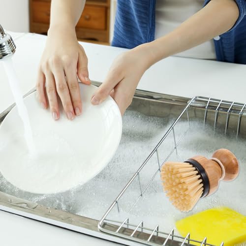 Totority 2pcs Palm Scrub Brush Dish Scrubber Handle Kitchen Cleaning Brush for Pots Pans Sink Black Multifunctional Set
