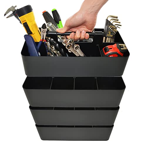 -Large Portable Caddy, DIY Dividers, 8 Compartments, School Office Supplies Home Business Organizer,Portable Basket with Handle Storage Organizer Modern Made in USA (4 PACK, Black) - color: Black, size: 4 PACK