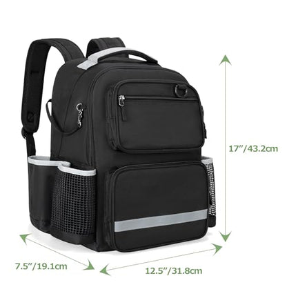 HODRANT Cleaning Backpack with Bottom Plate & Waterproof Bottom, Large Supplies Bag with Multiple Pockets for Housekeeping Tools, Cleaning Products Caddy Organizer for Home & Car