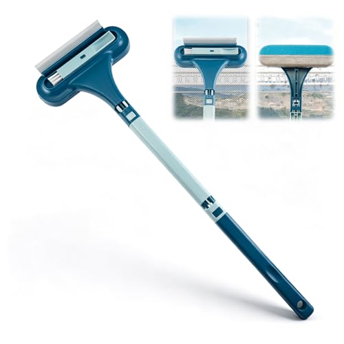 Window Screen Cleaner, 2 in 1 Detachable Window Cleaning Brush with Squeegee, Wet Dry Dual-Use Multi-Functional Glass Net Cleaner Tool for Dusty Corners, Patio, Door, Porch Screens (1)