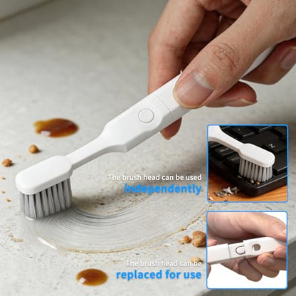 Hard Bristle Crevice Cleaning Brush Set with 4Pcs Brush Heads & 2Pcs Handles, Multifunctional Grout Brush Tools for Kitchen, Bathroom, Sink, Corner, Mug, Blender, and Hard-to-Reach Areas - style: 6-Pieces Kit