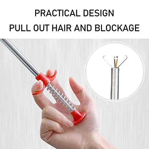 Drain Hair Remover(6pcs), Drain Snake Clog Remover(1pcs) ＆ Cleaning Brushes(2pcs) Tool Set For Toilet, Kitchen Sink, Bathroom Tub, Sewer, (6+2+1)