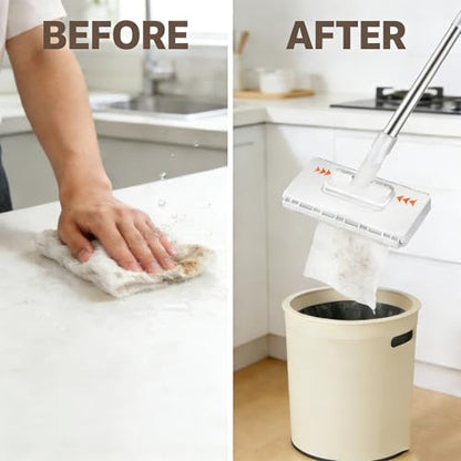 Convenient Cloth Changing Mini Mop, Zero Touch Snap Grip Mini Mop with Cleaning Cloth*5, Hands-Free Clip Design, Wet & Dry Dust Mops for Floors, Walls & Tight Spaces, 39 Inch(2pcs) - color: 2pcs