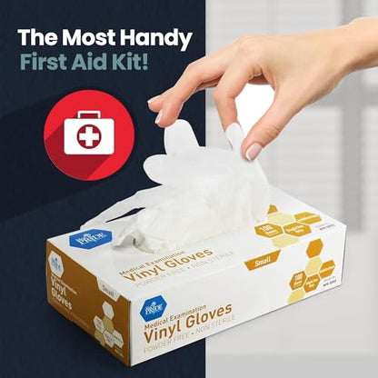 MED PRIDE Disposable Medical Grade Vinyl Exam Gloves, Latex & Powder Free, Ultra-Strong, for Healthcare & Food Handling (sMALL (Pack of 100) 100 Clear) - size: Small (Pack of 100)