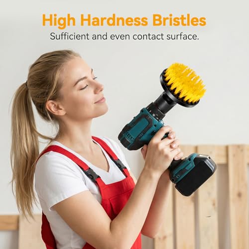 12 Pcs Drill Brush Attachment, 4 Inch Power Scrubber Cleaning Kit Multi Purpose Set Brushes for Kitchen Tile Bathroom Surfaces Tub Grout Shower Auto Car Boat