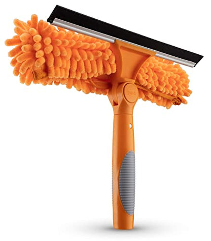 1.5-3 ft Window Washing Squeegee Kit with Extension Pole (10+ Foot Reach) // Windows Cleaning Tool & Windows Washer Combo with Telescopic Extension Pole // Best Indoor Outdoor Window Washing Equipment