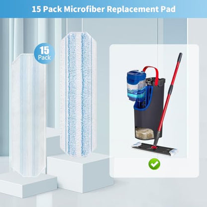 15 Pack Microfiber Mop Pads for O-Cedar H2prO Flat Mop System, Washable and Reusable Mop Replacement Heads for Floor Deep Cleaning, Mop Pad Refills for Wet Dry Floor - size: 15 Pack O-Cedar H2prO Mop Pads