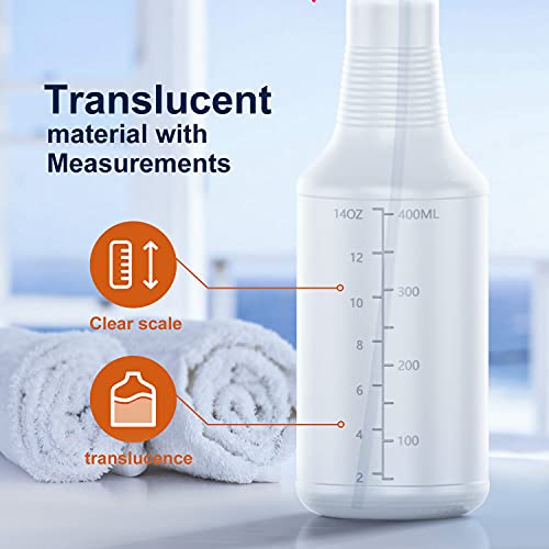 Veco Spray Bottle (5 Pack,16 Oz) with Measurements and Adjustable Nozzle(Mist & Stream Mode), HDPE Plastic Spray Bottles for Cleaning Solution, Household/Commercial/Industrial Use, No Leak and Clog - size: 16 oz 5Pack