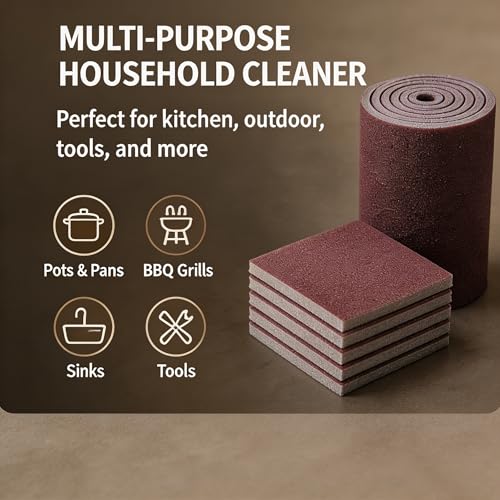 2PCS Rust Remover Sponge, Abrasive Cleaning Block for Burnt Pots and Pans, Reusable Wet & Dry Sanding Sponge for Kitchen Sink Metal Surface Cleaning