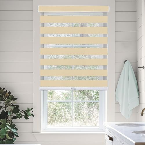 CHICOLOGY Zebra Blinds, Roller Window Shades, Blinds for Windows, Roller Shades for Windows, Window Shades for Home, Window Shades, Pull Down Shades for Windows, 24" W X 72" H, Basic Pearl - color: Basic Pearl, size: 24"W x 72"H