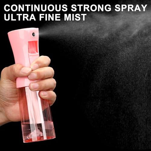 hair spray bottle, ultra-fine spray continuous spray bottle (200ml/6.8oz), used for hair design, vegetation, cleaning and skin care - empty, reusable (Pink transparent) - color: Pink transparent